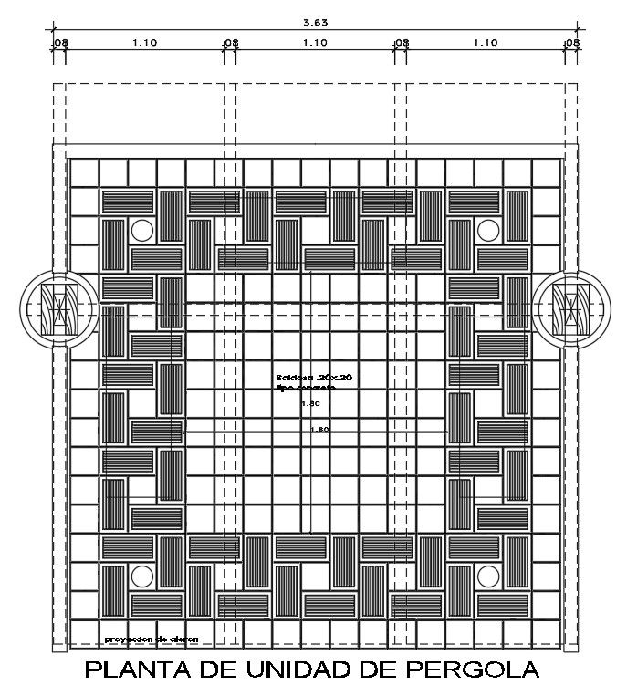 4x4m pergola plan is given in this Autoad drawing file. Download now.