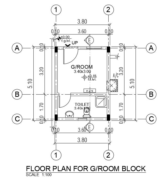 4x5m guest room plan is given in this AutoCAD drawing model. Download now.
