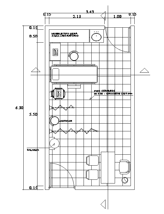 4x6m Laboratory consulting room is given in this AutoCAD model. Download now.