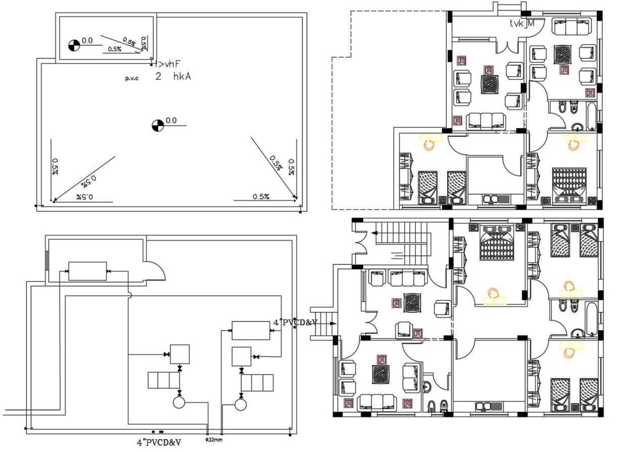 5 BHK House Furniture Layout Plan AutoCAD Drawing DWG File
