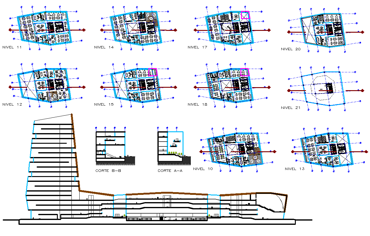 5 Star Hotel project layout plan and elevation design