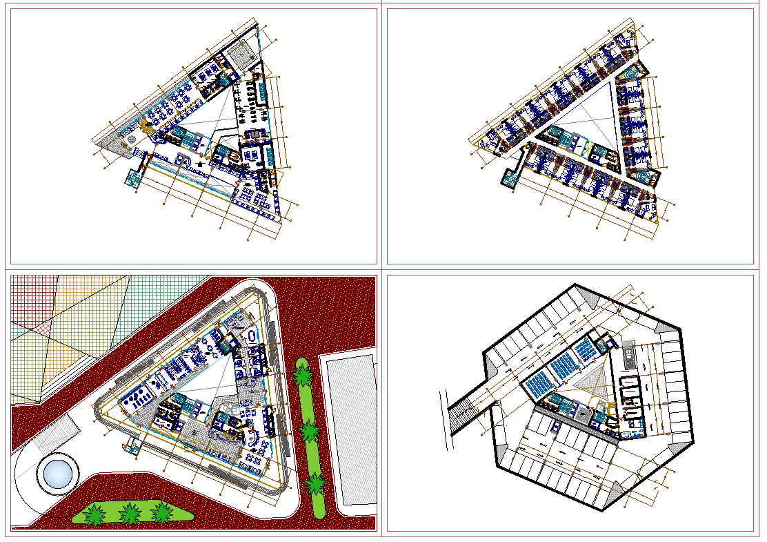 5 Star Hotel project layout plan dwg file