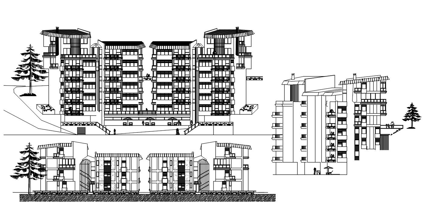 5 Stars Hotel Elevation Designs DWG File