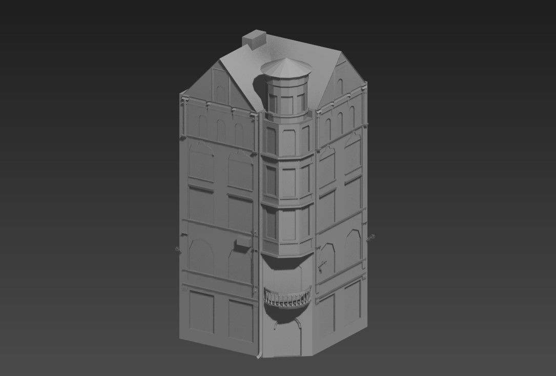Historical 5-Story Building Elevation in 3D model plan Format files