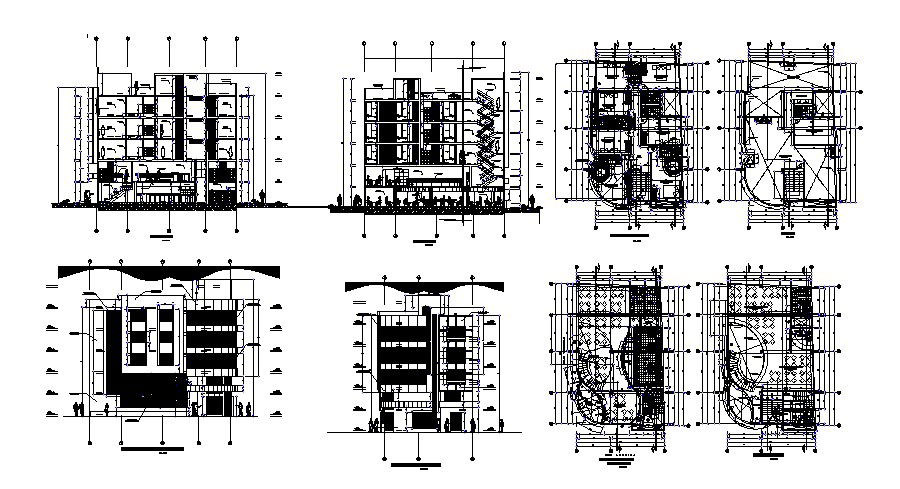 5 storey hotel building 10.90mtr x 18.25mtr plan in dwg file