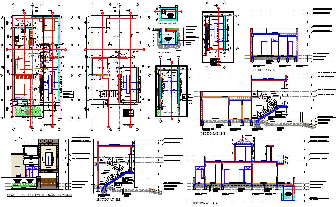 50'X25' House architecture plan working drawing & detail in cad drawing