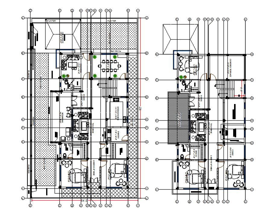 5000 Square Feet 5 BHK House Plan With Center Line AutoCAD File