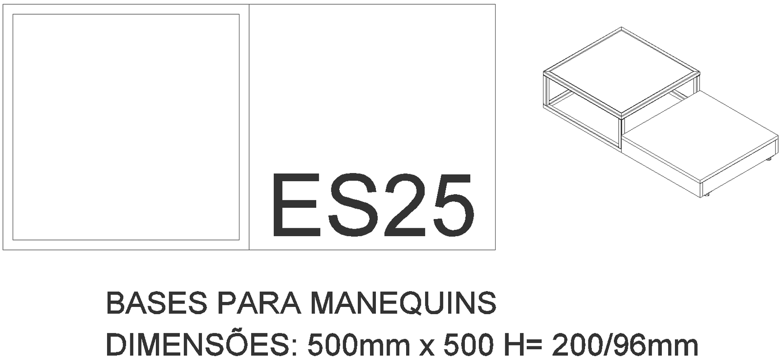 500X500 MM Mannequins base 3D design DWG AutoCAD drawing