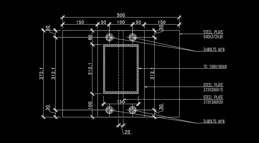 500x317mm footing plan is given in this drawing model