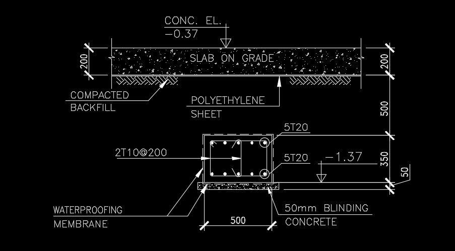 500x350 column cross section is given in this AutoCAD model