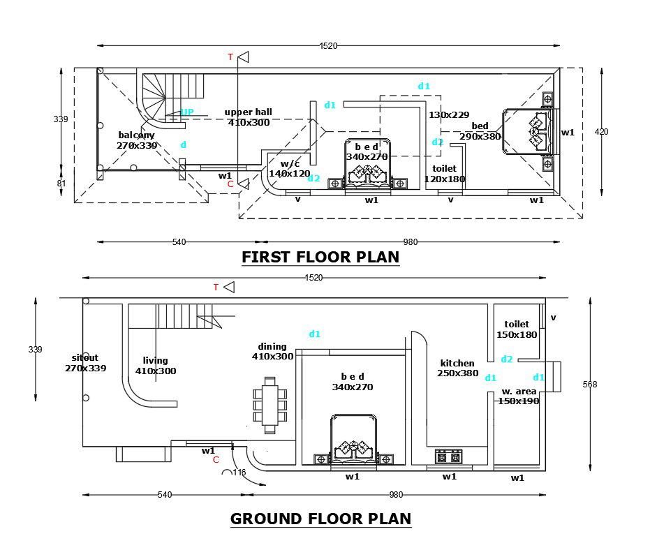 50 Square Meter House Plan Drawing Download DWG File
