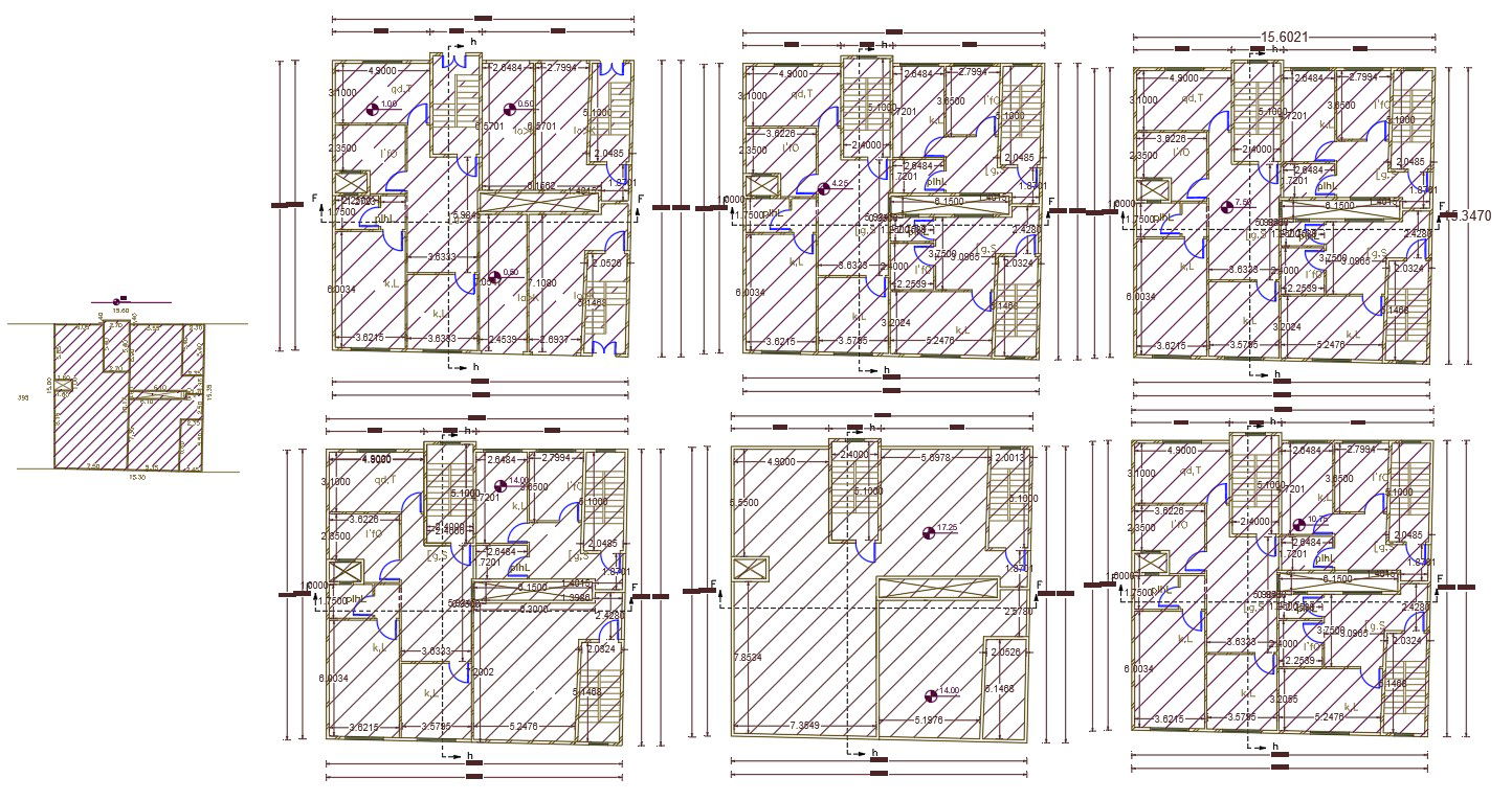 50 X 50 Apartment House Plan Design DWG File