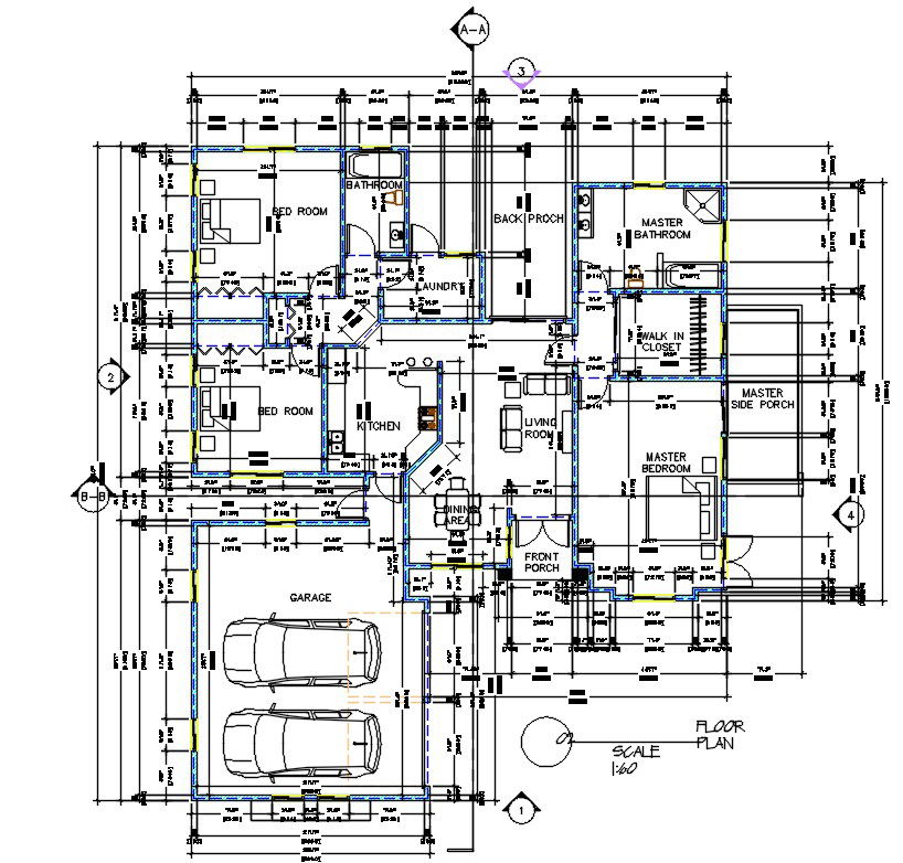 50X62 Feet House Architecture Plan AutoCAD Drawing Download DWG File