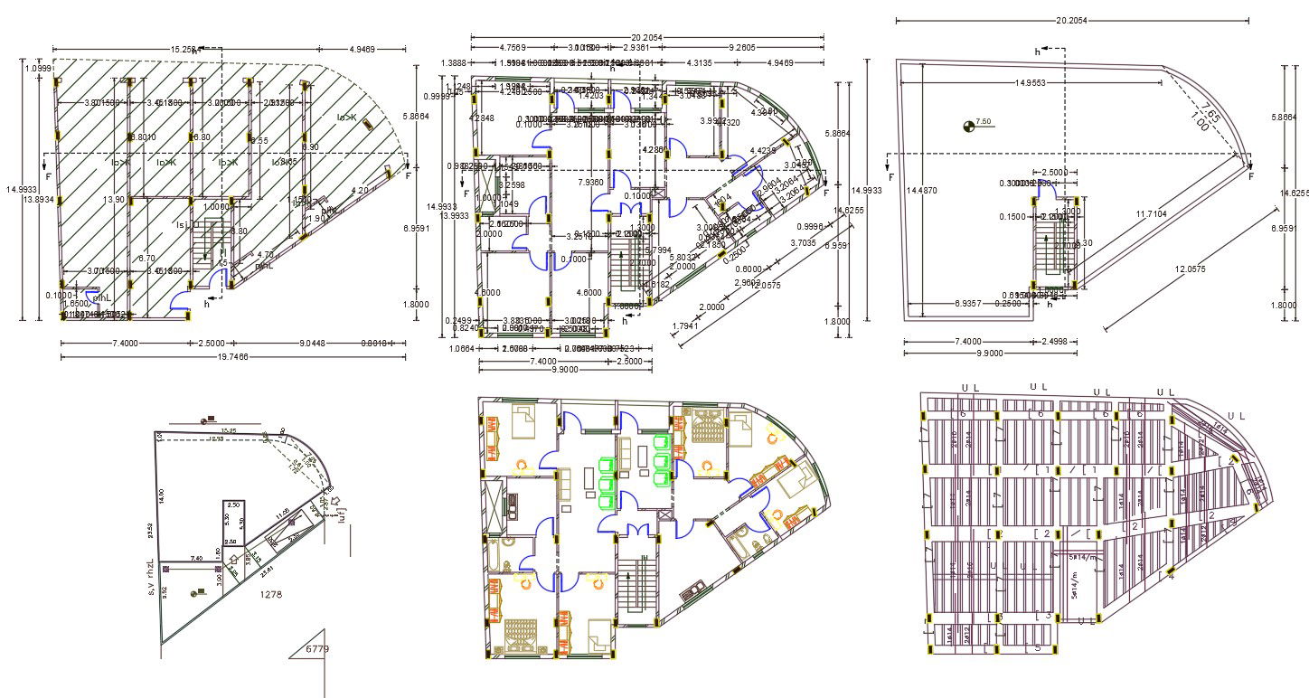 50 X 64 Shop With 3 BHK House Plan CAD Drawing