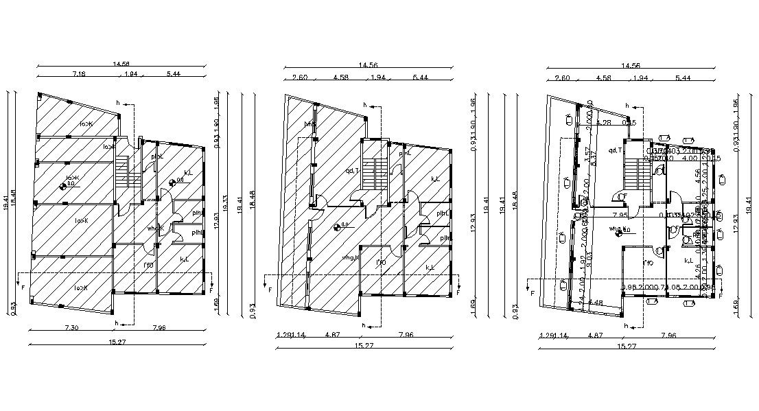 50' X 65' Feet Residential Apartment Layout AutoCAD Plan