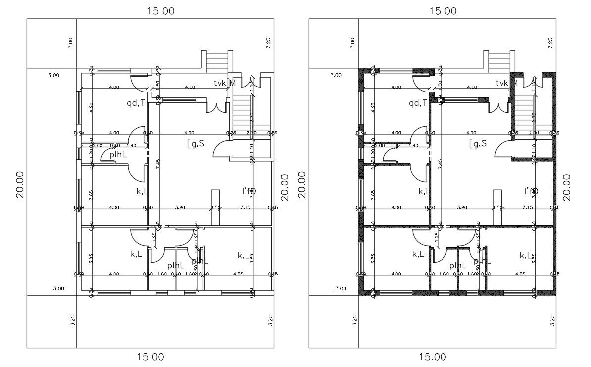 50' X 65' House Plan AutoCAD Drawing (361 Square Yards Plot Size)