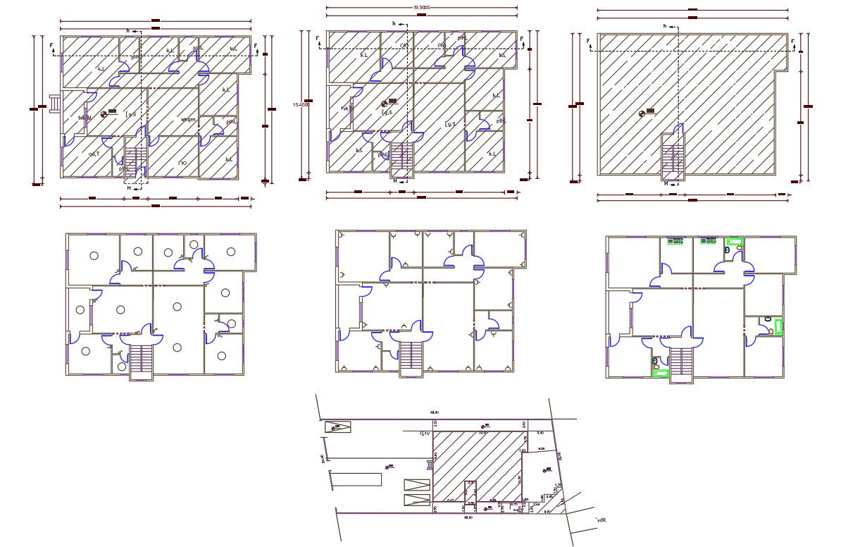 50 X 65 Residences House Floor Plan CAD Drawing