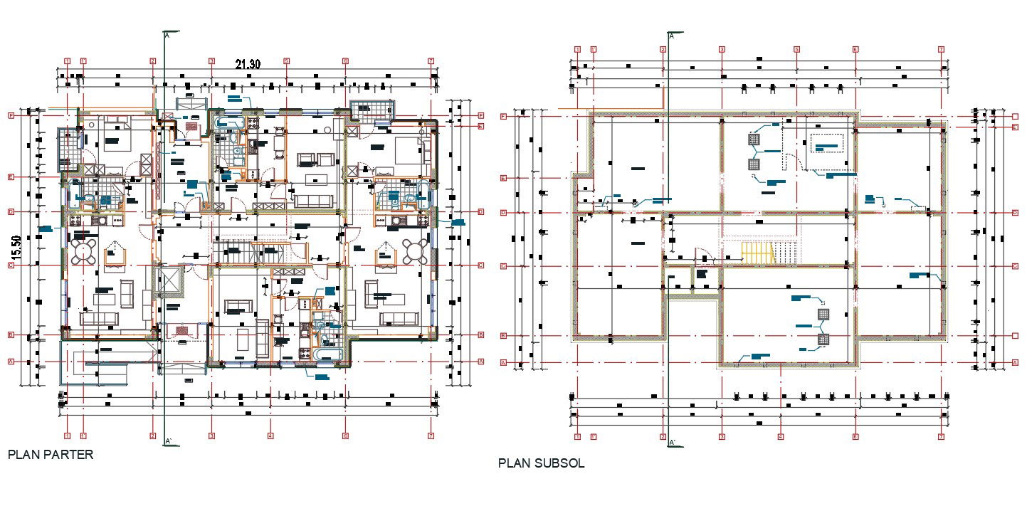 50' X 70' Apartment House Furniture Plan AutoCAD File