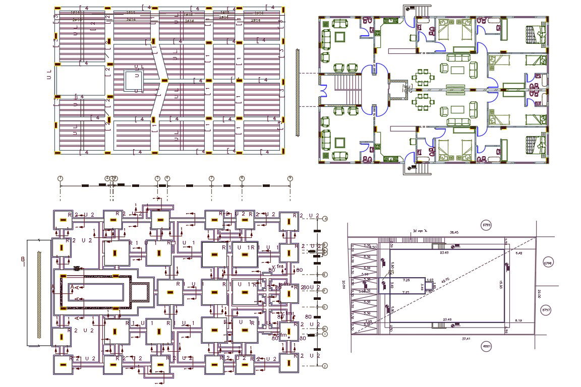 50' X 75' House Furniture Plan AutoCAD File