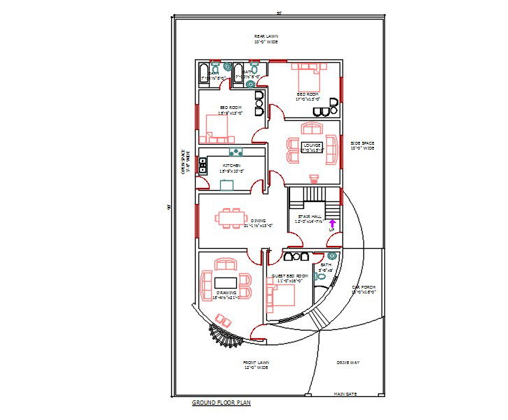 View 3D Block Design of House Plan in DWG AutoCAD Format File