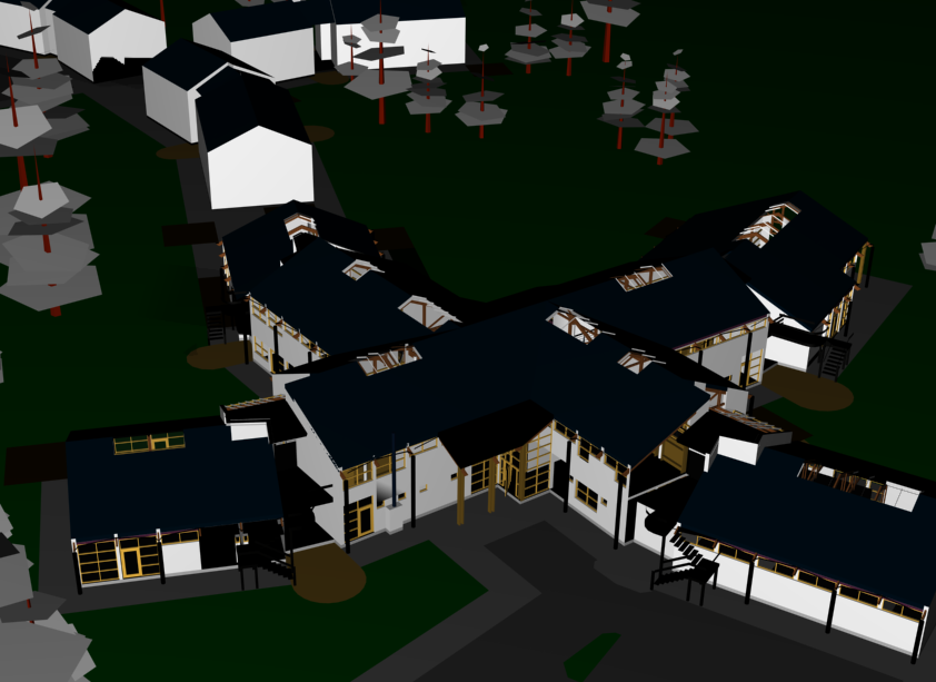 3D Housing Street Scene CAD Drawing with Rendered Views DWG file