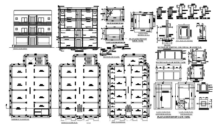 50’x125’ shop cum room column layout AutoCAD drawing