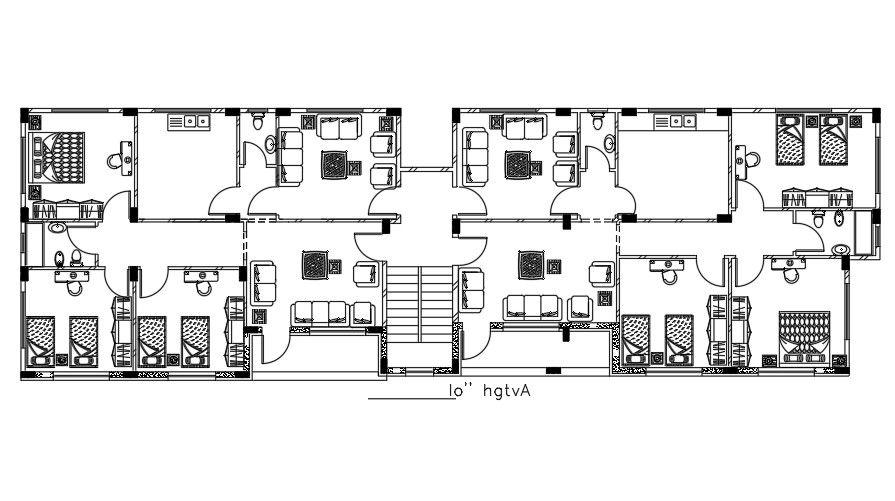 50x20 Meter Apartment Furniture Layout Plan AutoCAD File