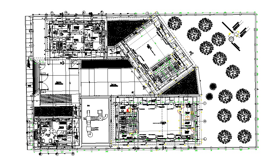 50x30m office plan is given in this Autocad drawing file. Download now.