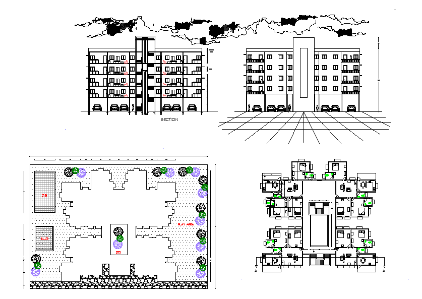 50x35 Meter Appartement Plan AutoCAD File Layout