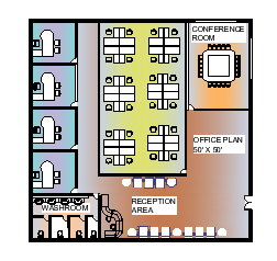 50’ x 50' Office First Floor Plan Layout DWG File