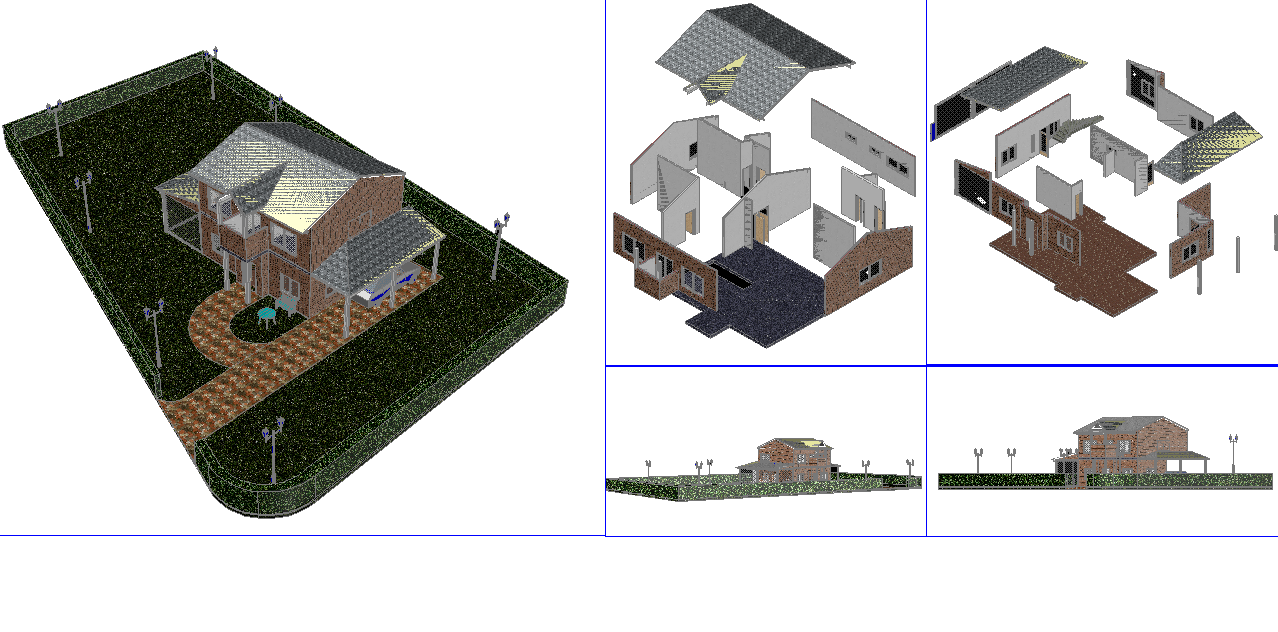 3D Farm House CAD Design with Spacious Layout and Modern Detailing
