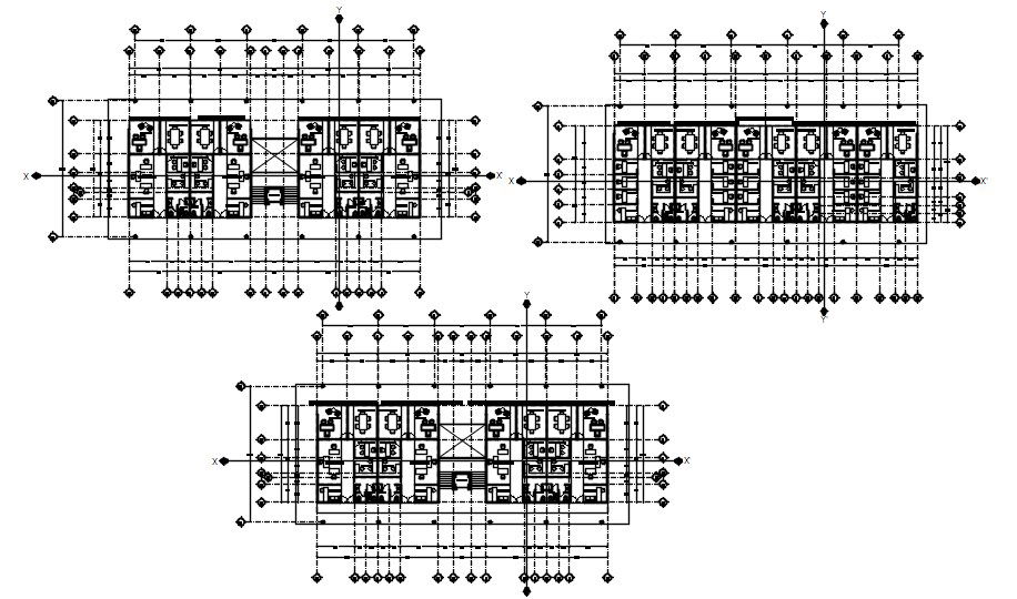 51x14m office plan is given in this autocad drawing file. Download the Autocad file.