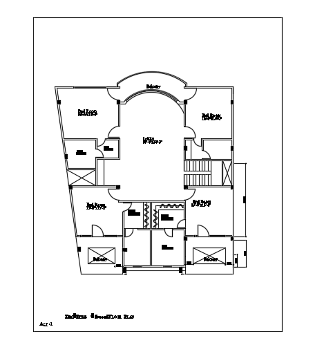 51’x66’ architecture second floor house plan CAD drawing