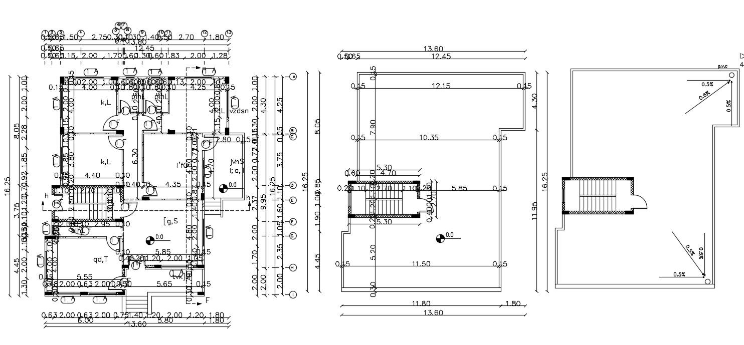 52' X 44' House Floor With Center Line Plan DWG File