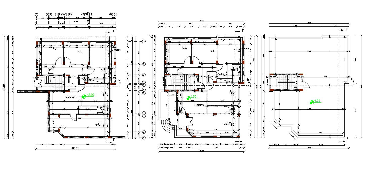 52 X 54 Feet House With Center Line Plan