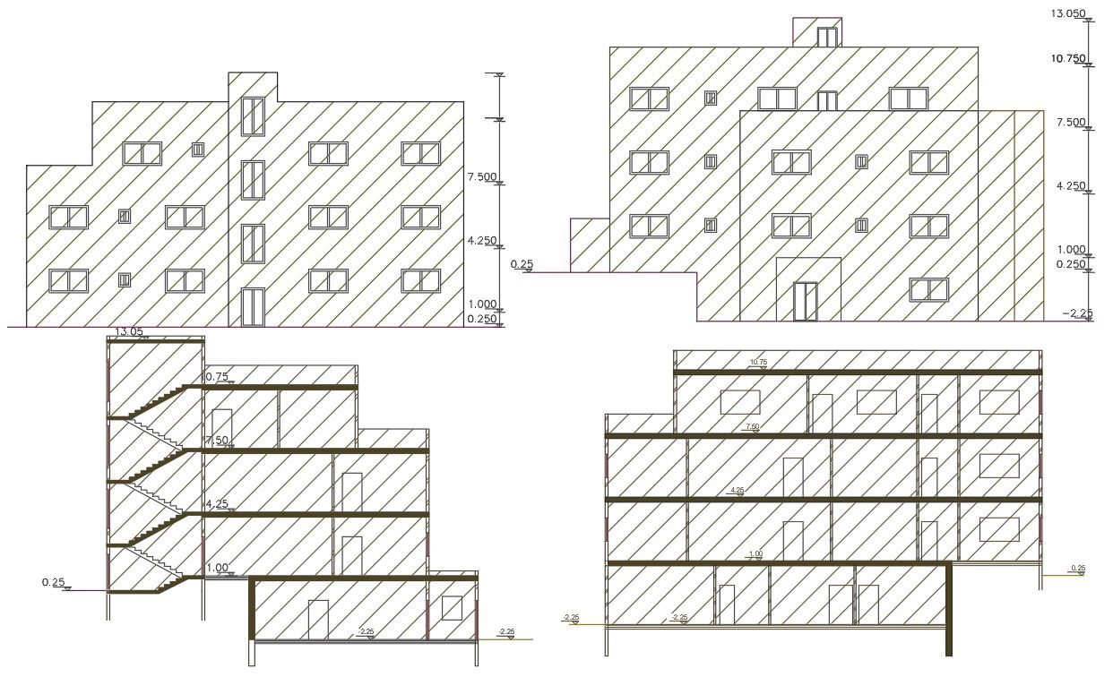 52' X 72' Feet Apartment Building Design DWG File