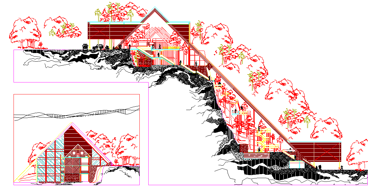 Modern Hotel Layout Plan with Bedrooms, Restaurant, Spa, and Pool DWG