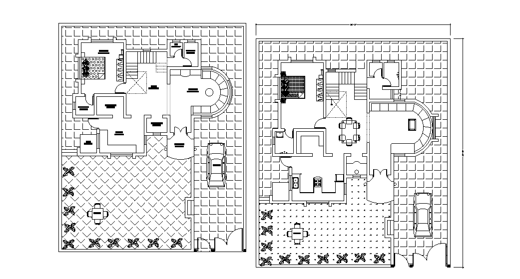 52’x61’ house plan is given in this Autocad drawing file. Download now.