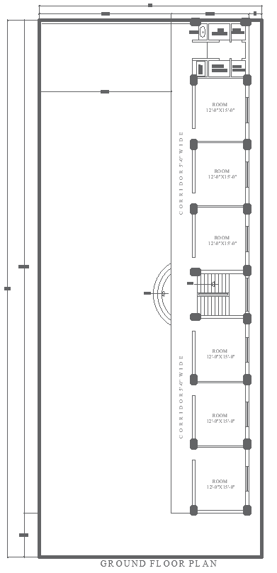 53ft x 128ft Ground Floor Hostel Layout Design | AutoCAD DWG File