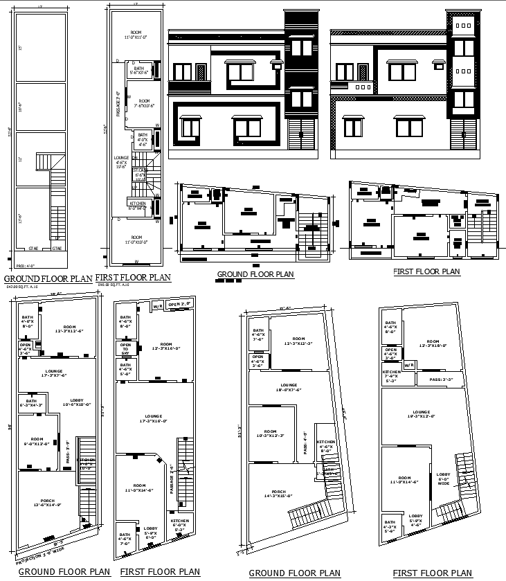 53’x12’ ground floor residential plan in DWG format