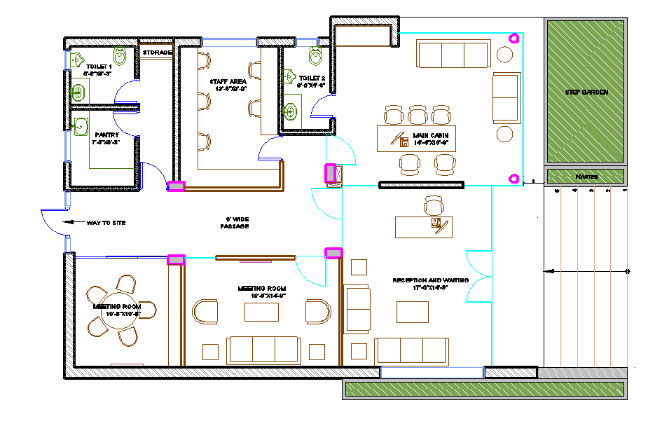 53’x33’ Office Building AutoCAD Drawing