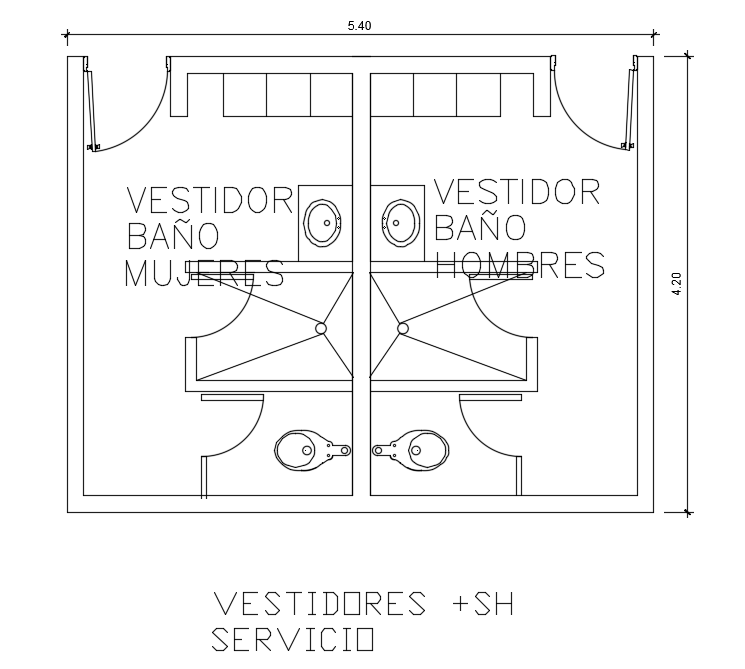 5400x4200mm hospital bathroom plan 2d AutoCAD drawing