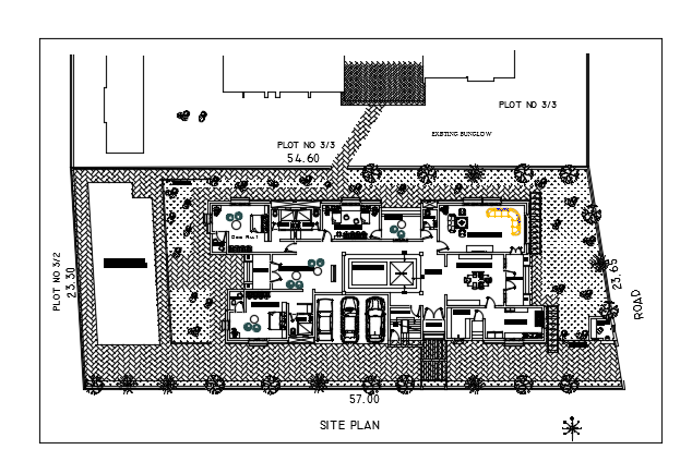 54’x23’ residential site layout AutoCAD drawing