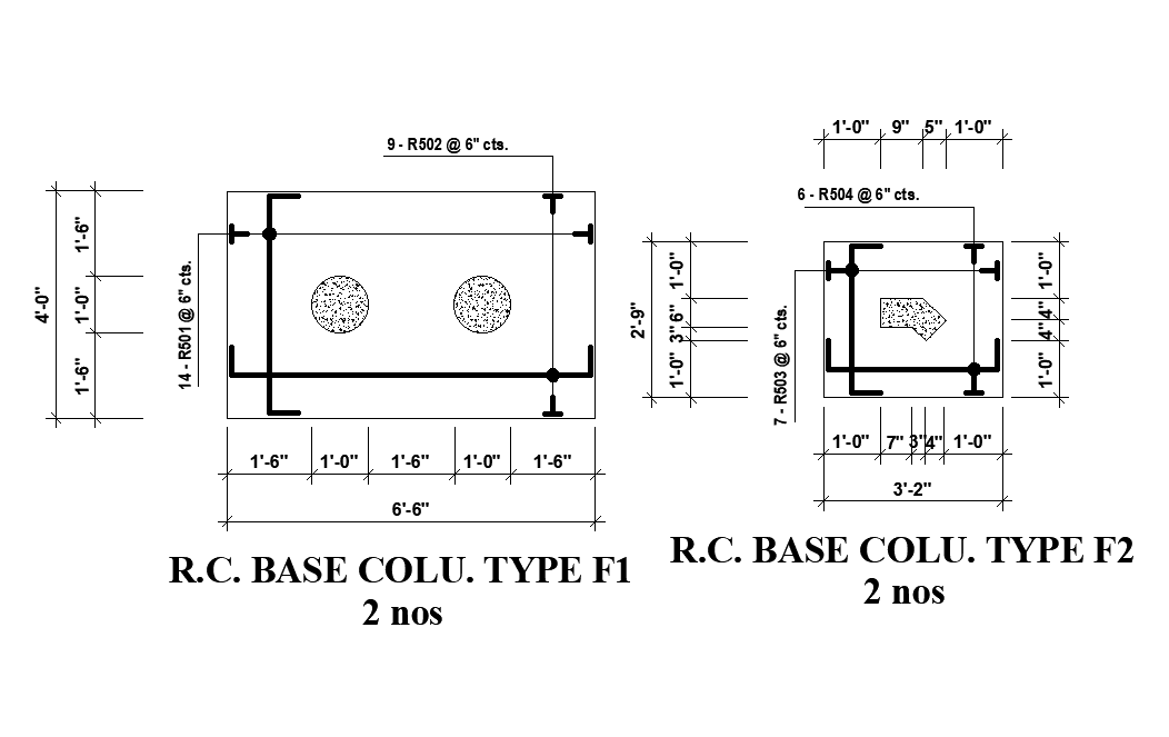 54’x54’ house plan of RC base column details are given in this Autocad drawing file. Download now.