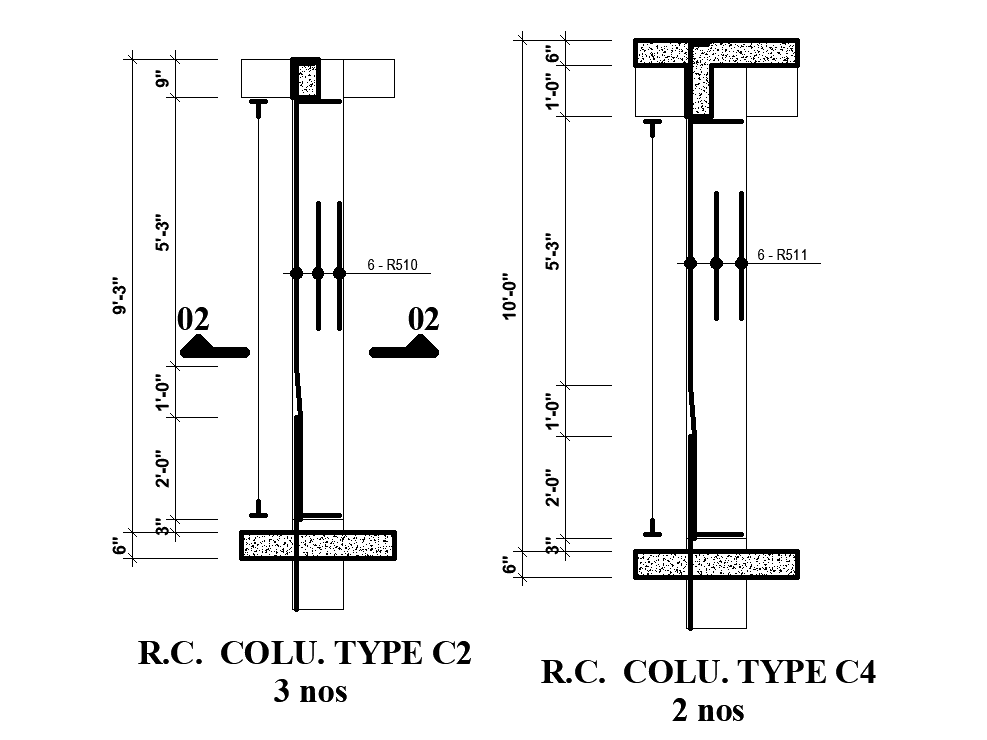 54’x54’ house plan of RC column section details are given in this Autocad drawing file. Download now.