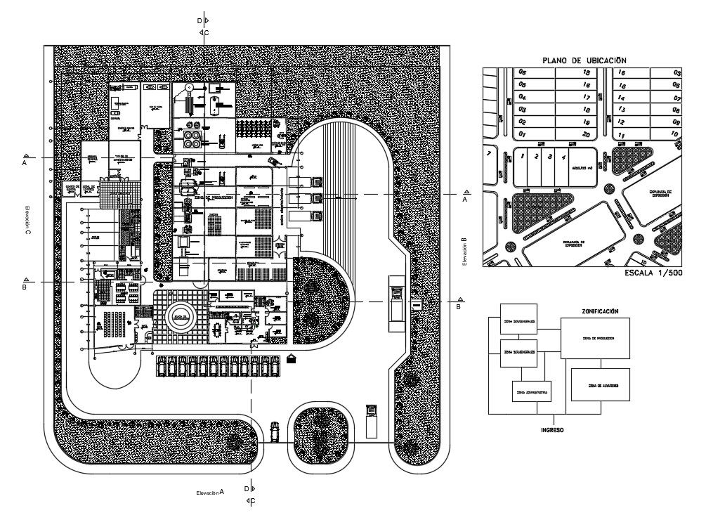 54x64m office plan is given in this AutoCAD drawing model. Download now.