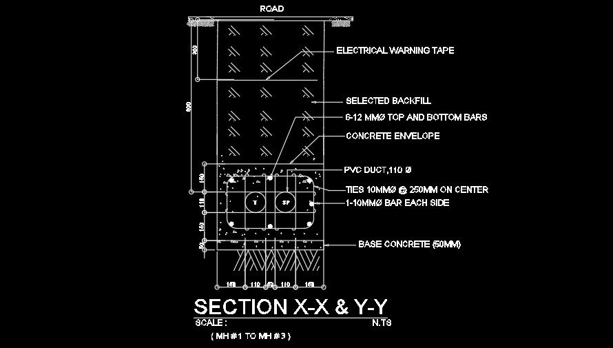 550mm length of the manhole XX section drawing is given in this AutoCAD file