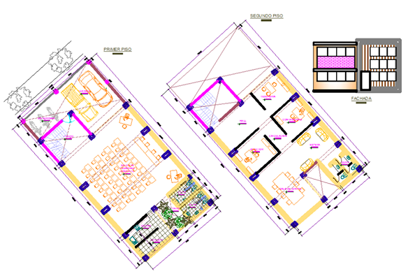 Clubhouse 2D CAD Drawing with Floor Plan Layout and Front Elevation