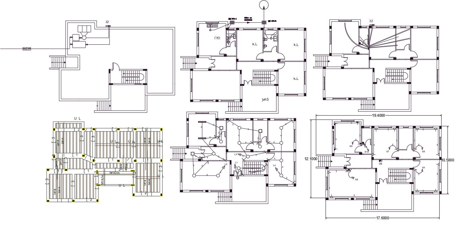 55 X 40 Feet 3 BHK House Electrical And Plumbing Plan
