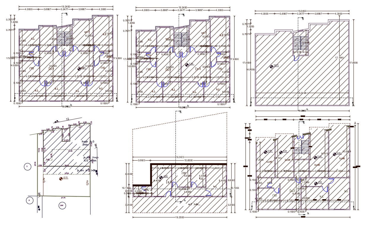 55' X 62' Apartment 3 BHK House Plan Drawing